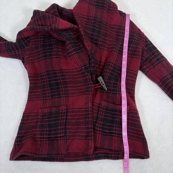 Ralph Lauren Rugby Shawl Collar Cardigan Jacket 2000s Maroon & Black Small Chrty - Picture 12 of 13